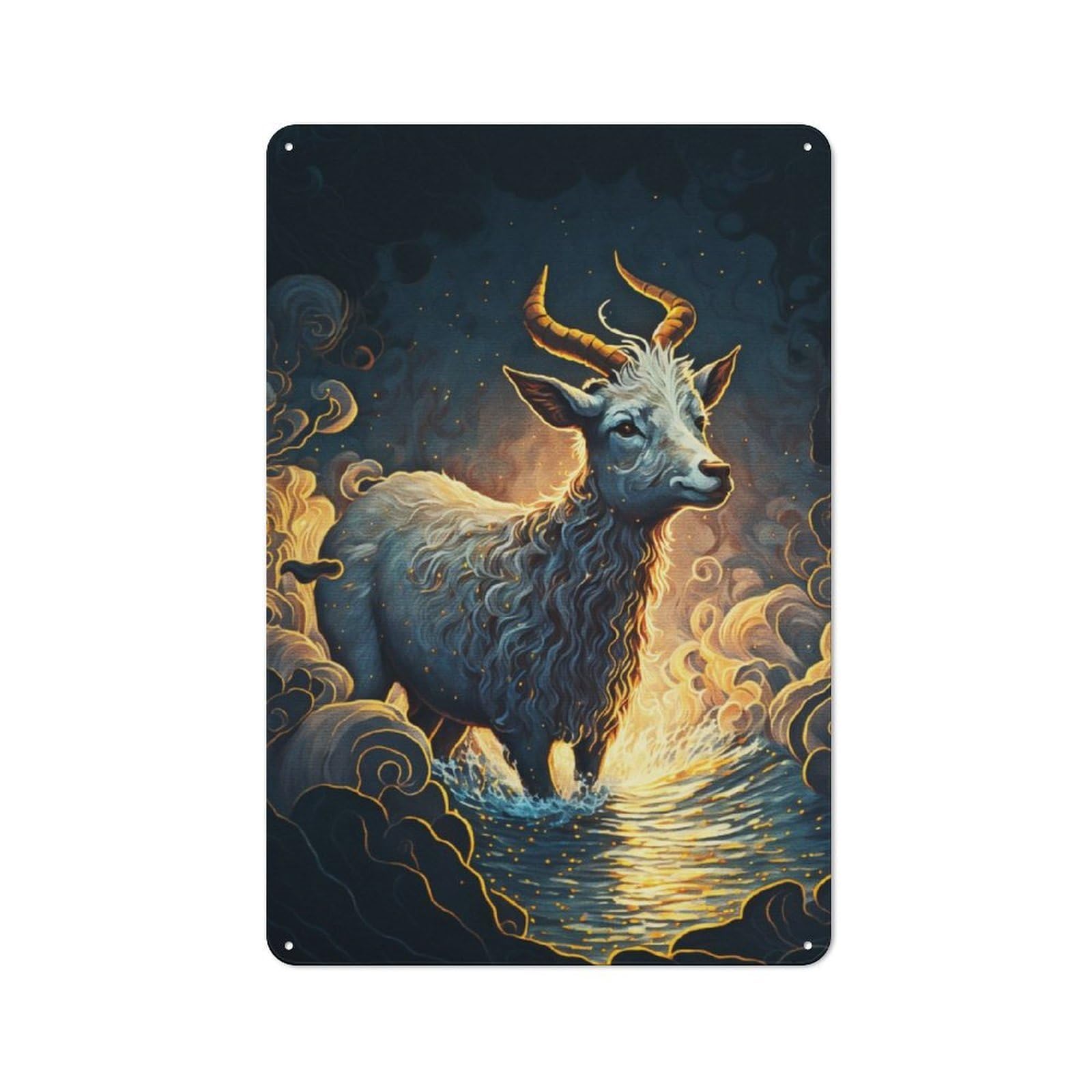 Junmoney Goat Swimming In Ocean For Garden Room Or Summerhouse, Vintage Tin Sign 30X20cm, A Metal Wall Feature For Garden Rooms And Summerhouses