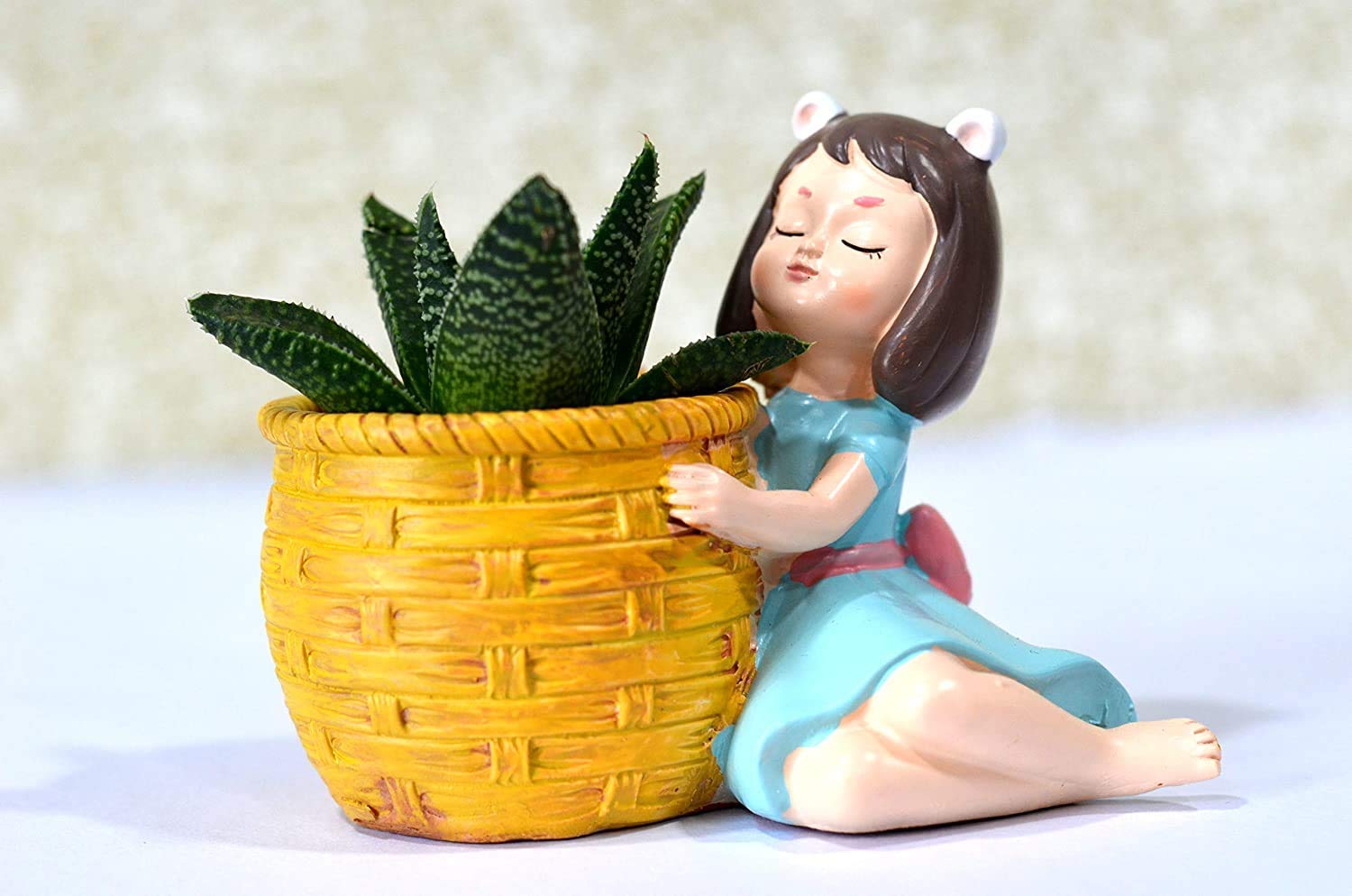 ARTFULLY CRAFTS Resin Handcraft Nature Friendly and Peaceful Cute Dreaming Fairy Girl with Succulent Basket Planter Pot, (Round) Blue-Yellow (Pack of 1) Without Plant (B0CTTXQKPB) Amazon Price History, Amazon Price Tracker