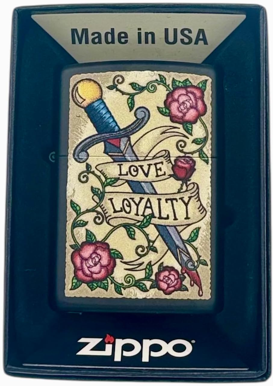 Personalized Zippo Elegant Heart Love Loyalty Design Classic Oil Windproof Lighter Free Engraving (Black Matt)