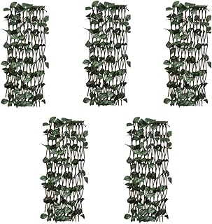 VACARX Vallas de enrejado de sauce (5 unidades, 180 x 60 cm), color marrón y verde