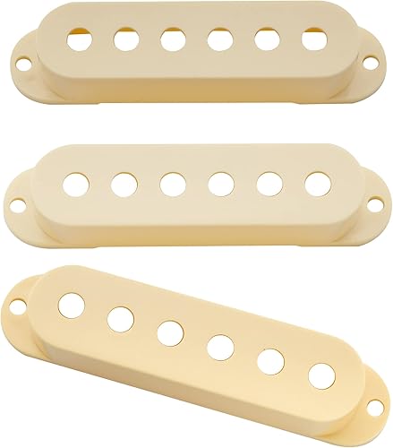 Miniatura 4 de Musiclily Pro Plastic - Juego de 3 cubiertas para pastillas de guitarra Stratocaster de 50502.047 in para Import Strat Squier, color crema