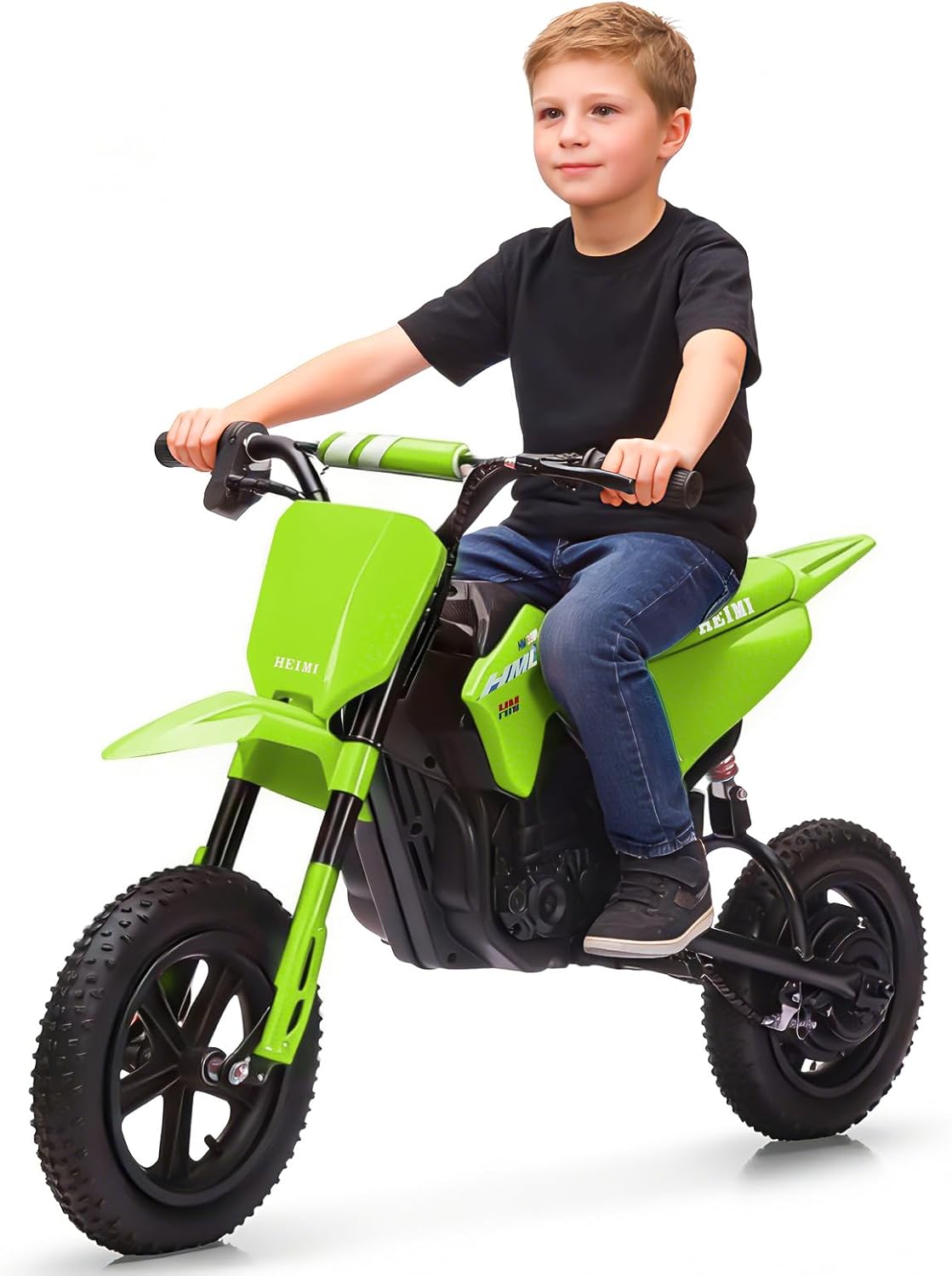 24V Kids Electric Dirt Bike,Motorcycle for Kids Up to 12mph, Electric Mini Bike with Shock Absorption, Off-Road Inflatable Tires and Music Player (Green)
