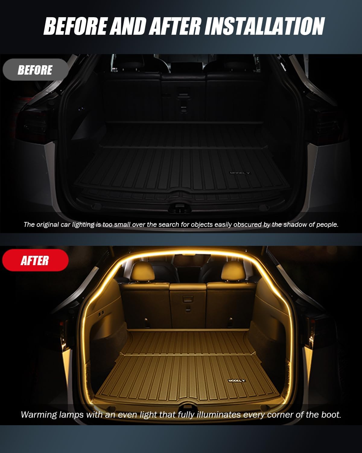 Model Y Trunk LED Ambient Light,Rear Trunk Waterproof LED Light Strip,Trunk LED Light Bars Modification LED Strip Lighting Atmosphere Model Y Light Interior Accessories Compatible with Tesla Model Y