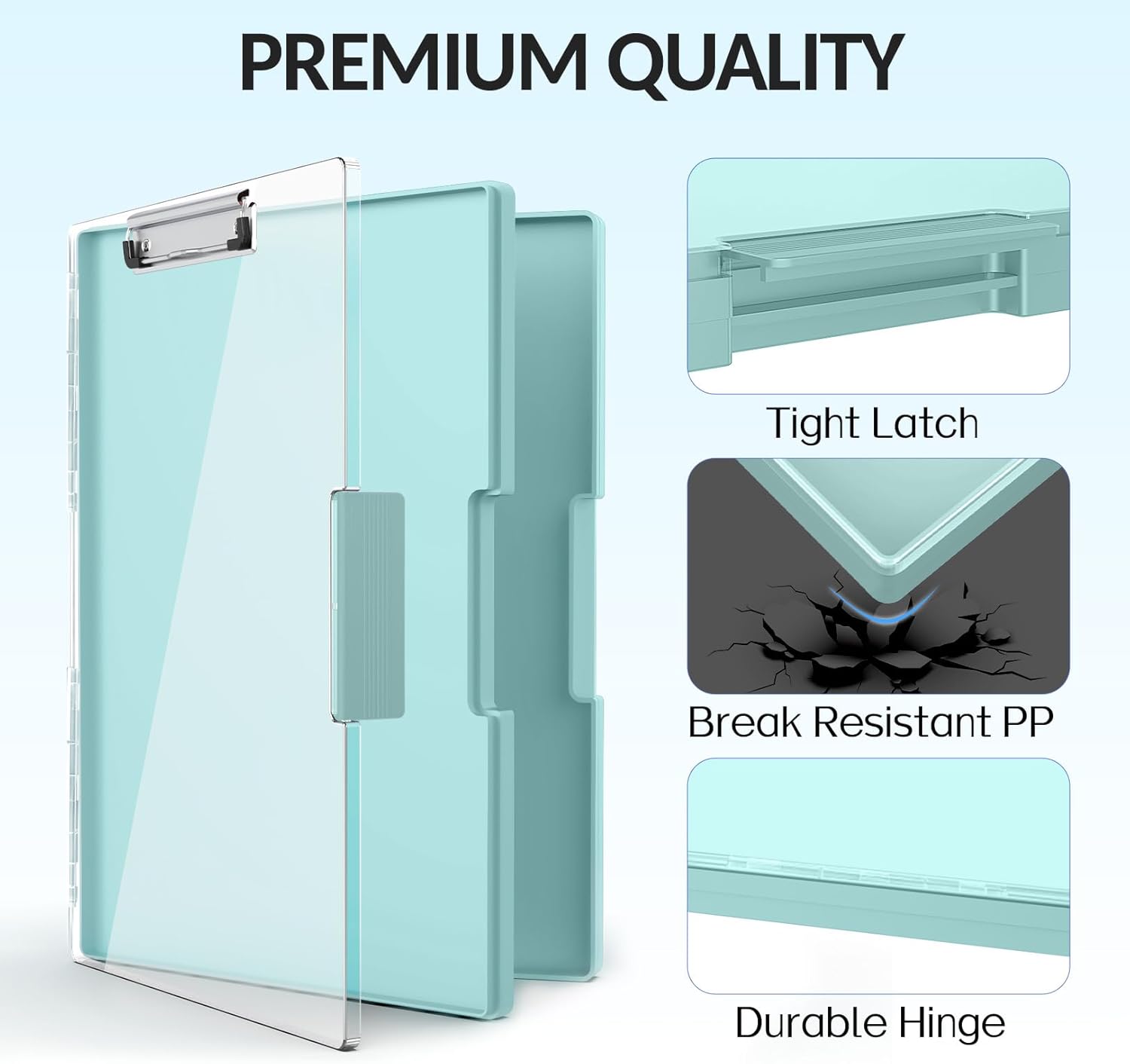 Sooez Clipboard with Storage, Heavy Duty Cleaview Clip Boards 8.5x11 with Dual Storage, Dry Erase Plastic Nursing Clipboard, High Capacity Clipboards Folder for Teacher Nurse, School & Office Supplies - Image 4