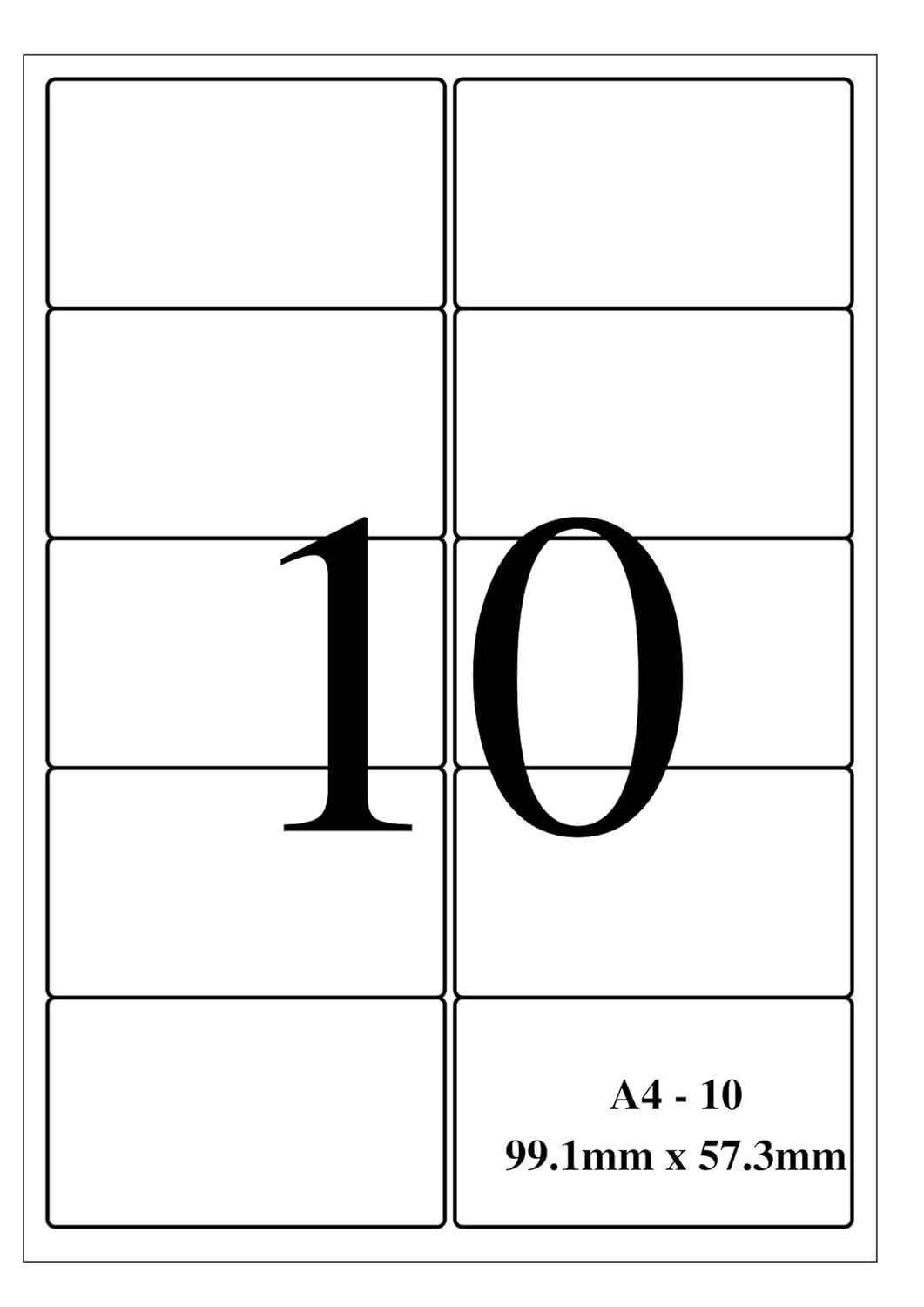 True-Ally A4 Size White Self Adhesive Label/Sticker for Printer (Inkjet/Copier/Laser) – 10 Sticker Per Sheet – 100 Sheets Pack (A4ST10-100 Sheets)