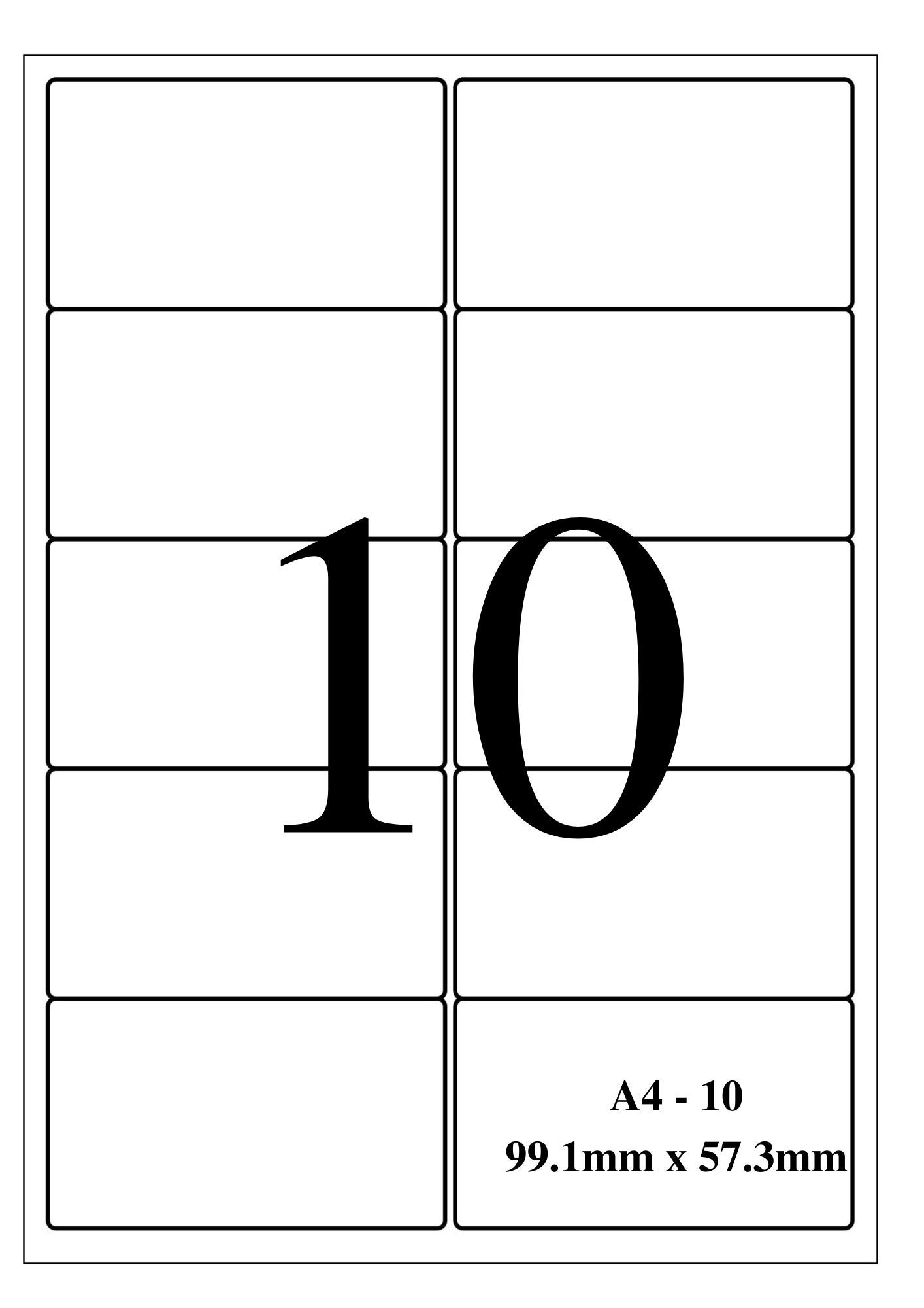 True-Ally A4 Size White Self Adhesive Label/Sticker for Printer (Inkjet/Copier/Laser) - 10 Sticker Per Sheet - 100 Sheets Pack (A4ST10-100 Sheets)