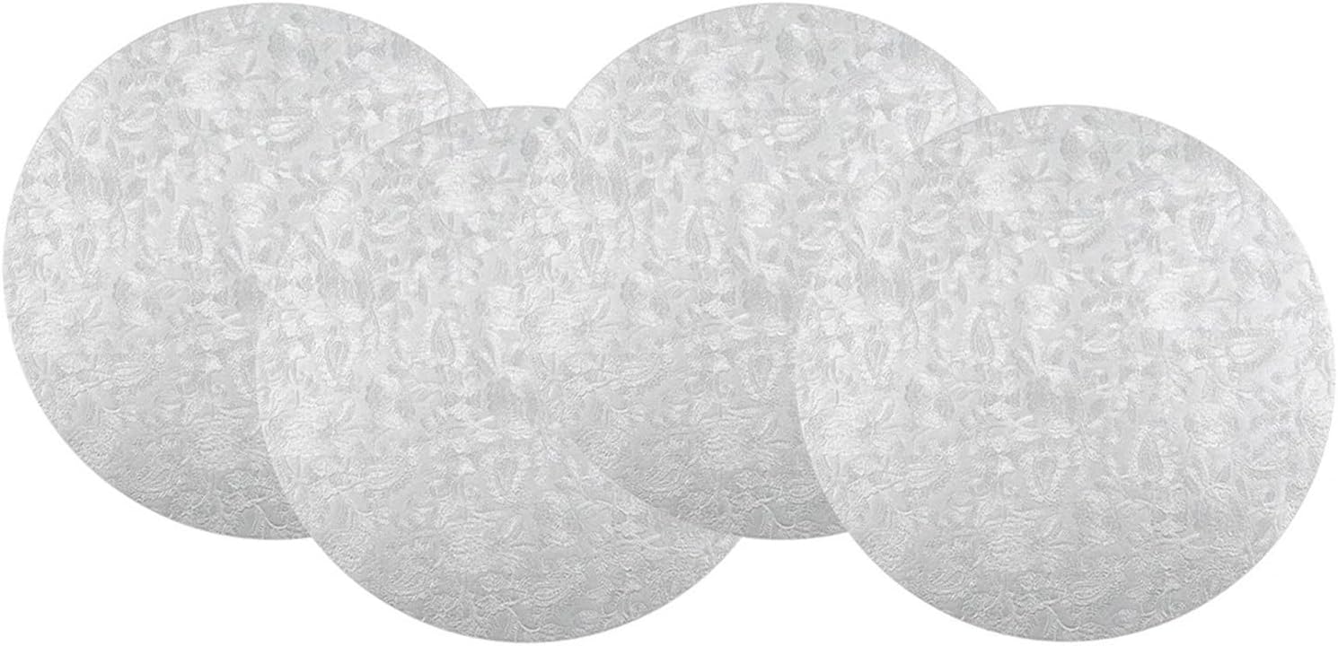 Gold Silver Black Placemats for Table Waterproof Non-Slip Insulation Leather Place Mats Set Cup Mat Home Decor(Silver)