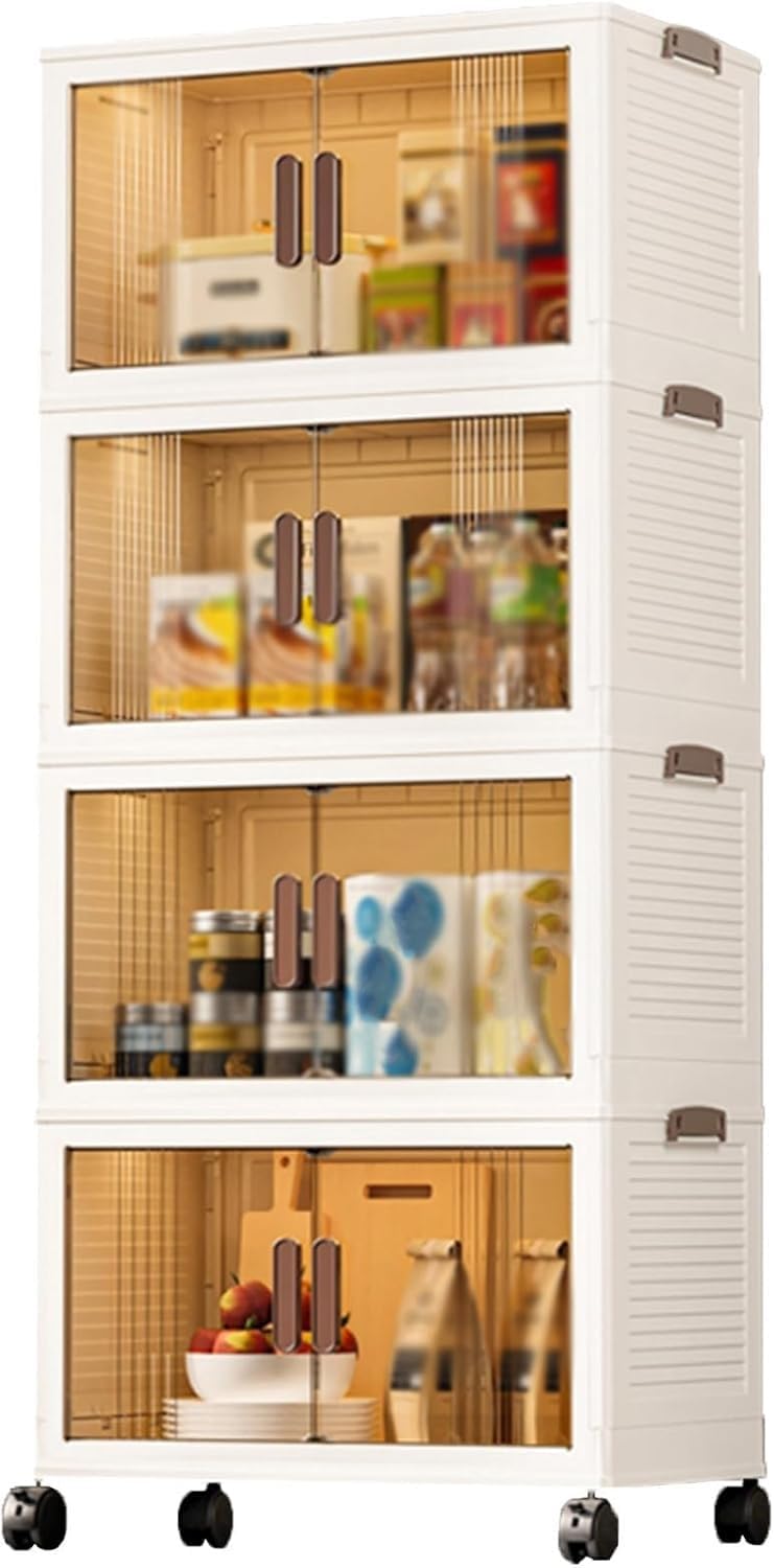 Bacs de rangement empilables en plastique à roulettes de cuisine 60x34x135 cm