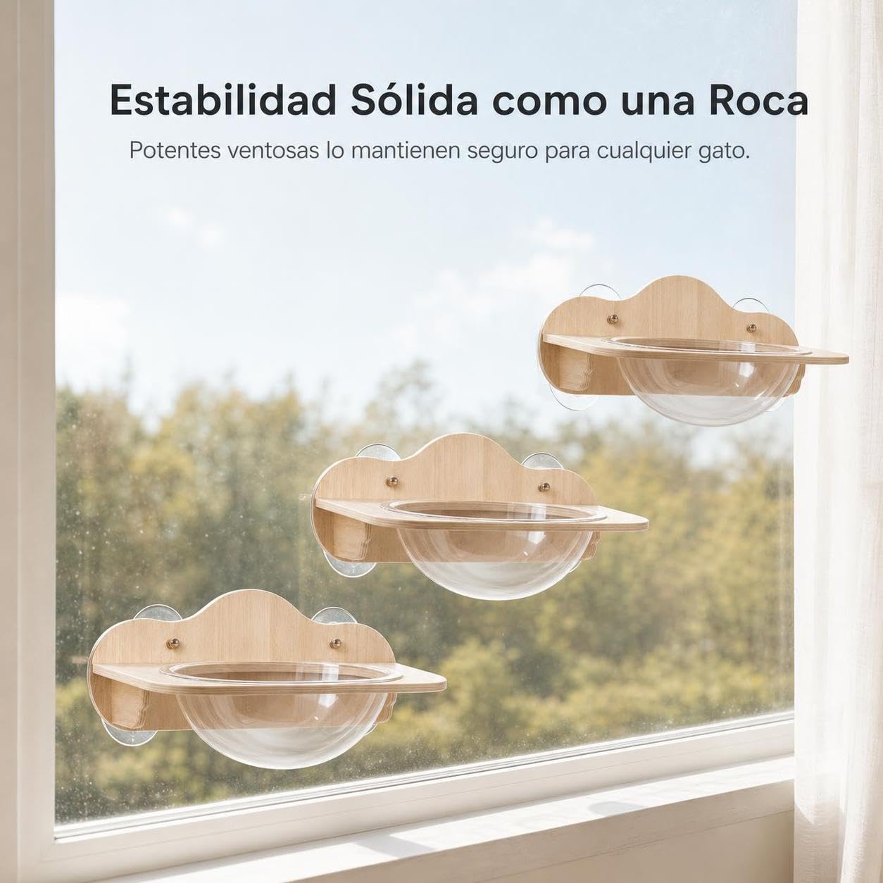 Hamaca para Gato Ventana Hamaca Repisa Cápsula Estante con Ventosas y Marco de Pino Estable Ahorro de Espacio y Montaje Fácil Adecuada para Relajación, Cama para Gatos de Cueva de