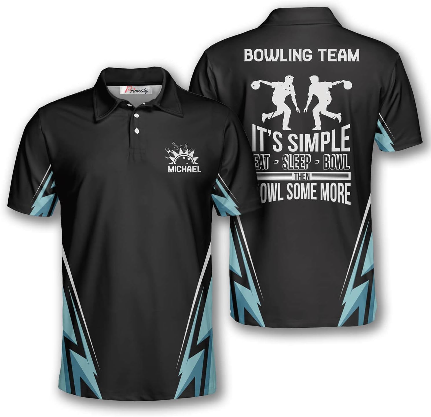 PRIMESTY Tribal Bowling Shirts for Men, Polynesian Custom Name & Team Bowling Jerseys, Personalized Bowling Polo Shirts