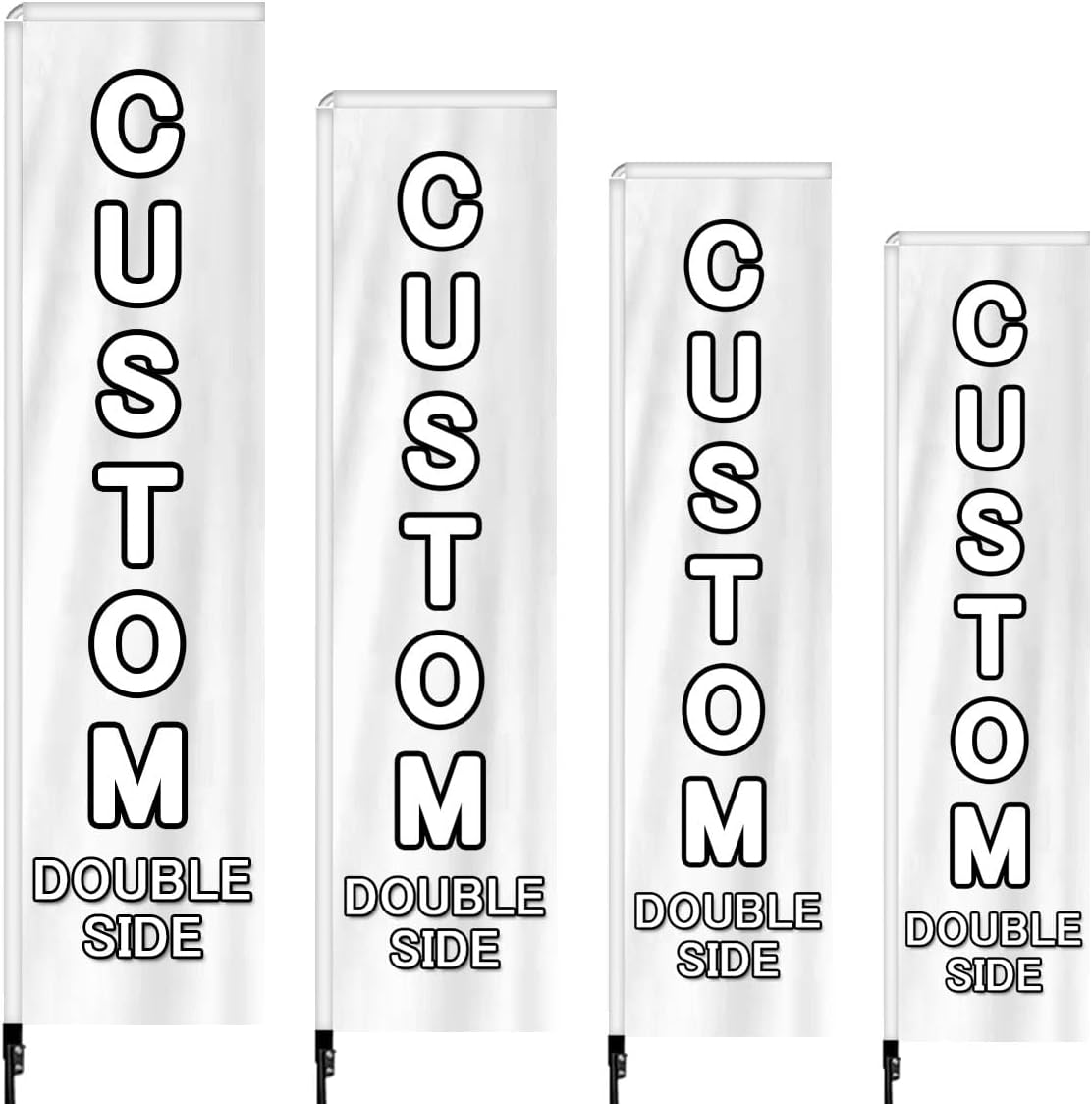 Custom Advertising Feather Flags Customized Rectangle Flag for Business, Personalized Double/Single Sided Feather Banner Flags with Logo Text, Customized Buisness Open Swooper Flag Sign Outside