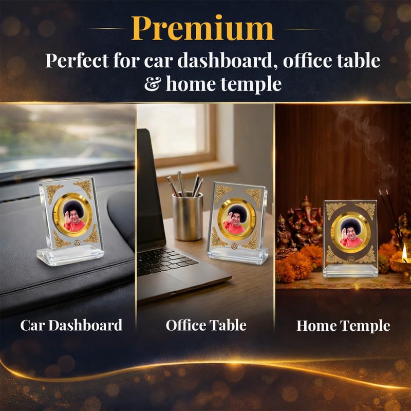 Image of DIVINITI 24K Gold Plated Religious Car Dashboard Frame | Premium God Idol Frame for Car, Home Mandir & Office Table | Spiritual Gift, Decorative Showpiece