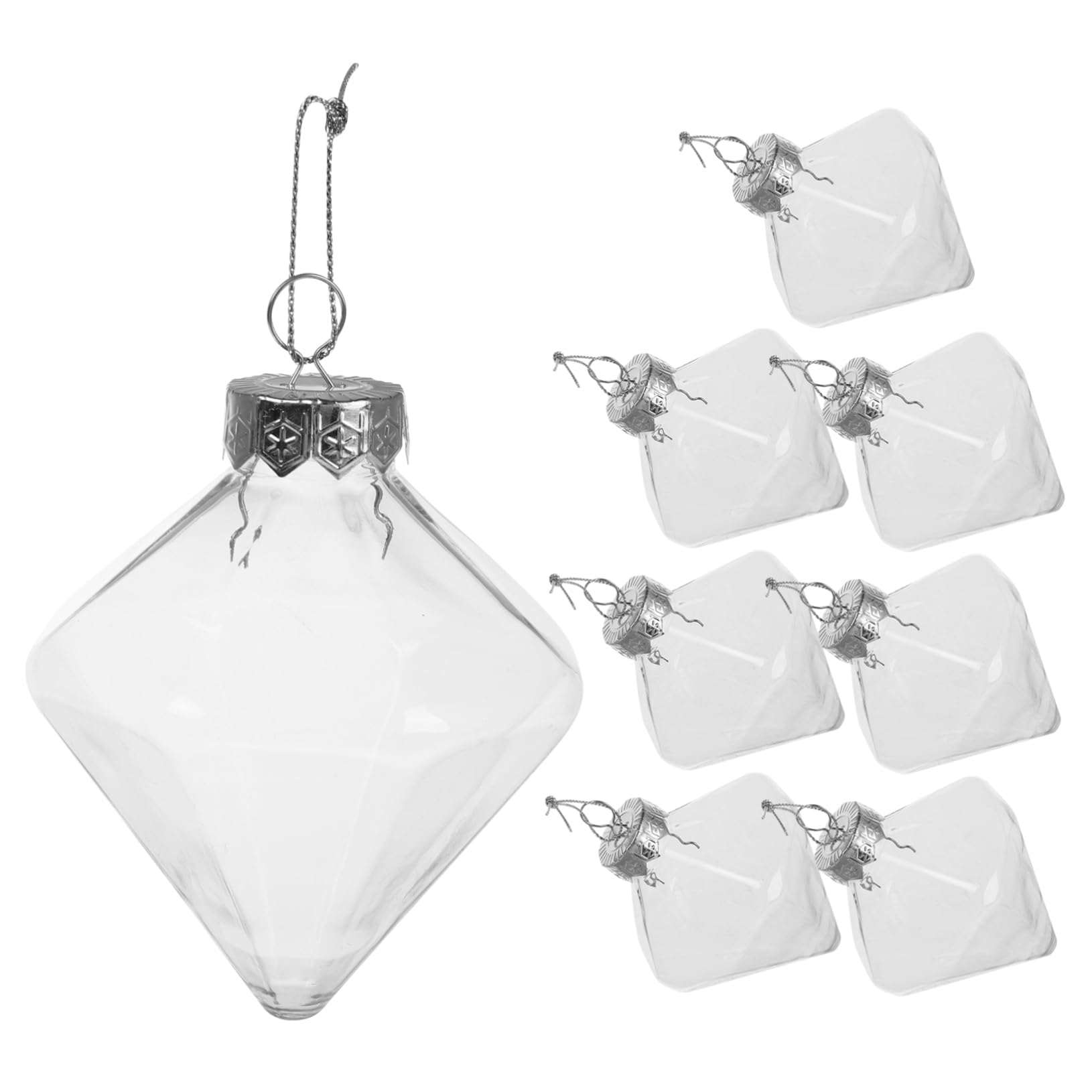 Boules de Noël transparentes à remplir lot de 8 pièces en plastique avec ficelle