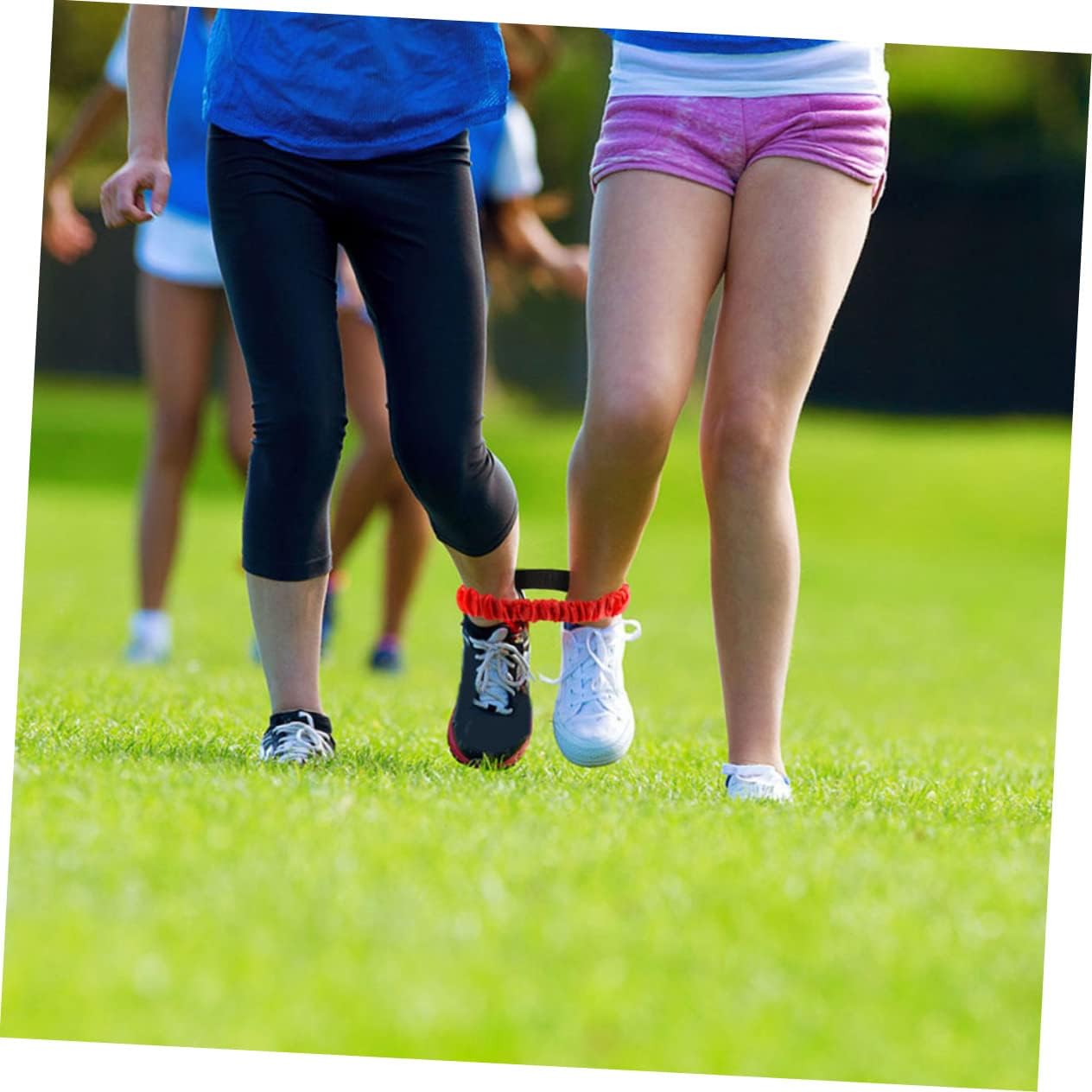 WOONEKY 4pcs Elastic Legged Race Bands for Outdoor Games Durable Stretchy Straps for Teamwork Activities for Carnival Fun and Interaction