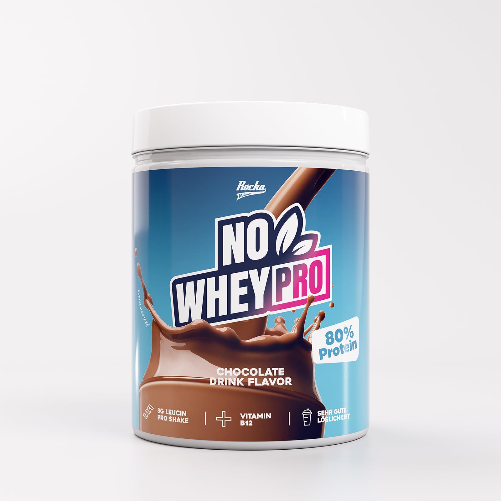Rocka Nutrition NO WHEY PRO Vegan Protein | Pflanzliches Protein-Pulver mit 24 g Protein pro Portion, Aminosäuren & Vitamin B12 | 750 g (Chocolate Drink)