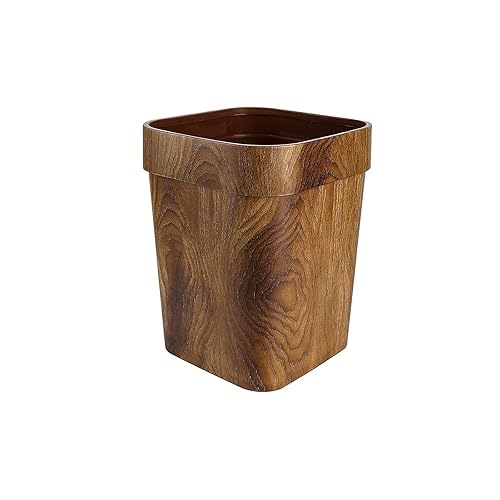 Papelera de basura de grano de madera mimético, para cocina, baño, cubos de basura cuadrados
