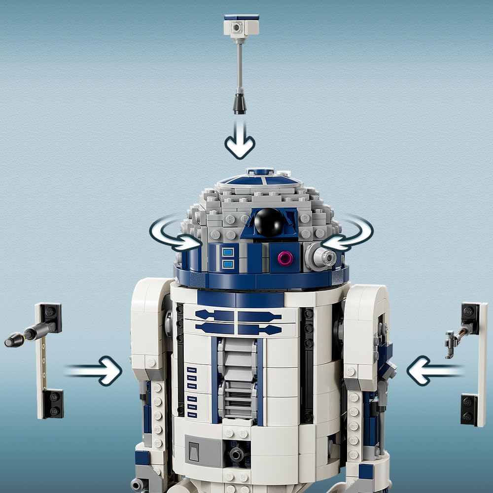 LEGO Star Wars R2-D2, Figurka do Zbudowania dla 10-latka, Model Droida z Gwiezdnych Wojen dla Dzieci z Minifigurką Dartha Maleka, Dekoracja Pokoju Dziecięcego, Prezent dla Chłopca i Dziewczynki, 75379