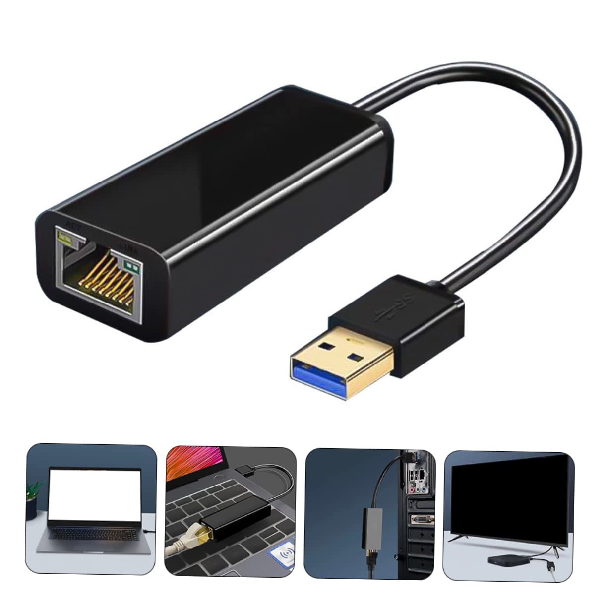 Happyyami USB Ethernet Adapter High-Speed LAN Network Adapter for Desktop Laptop Driver Stable Streaming Gaming Compatible Multiple Systems