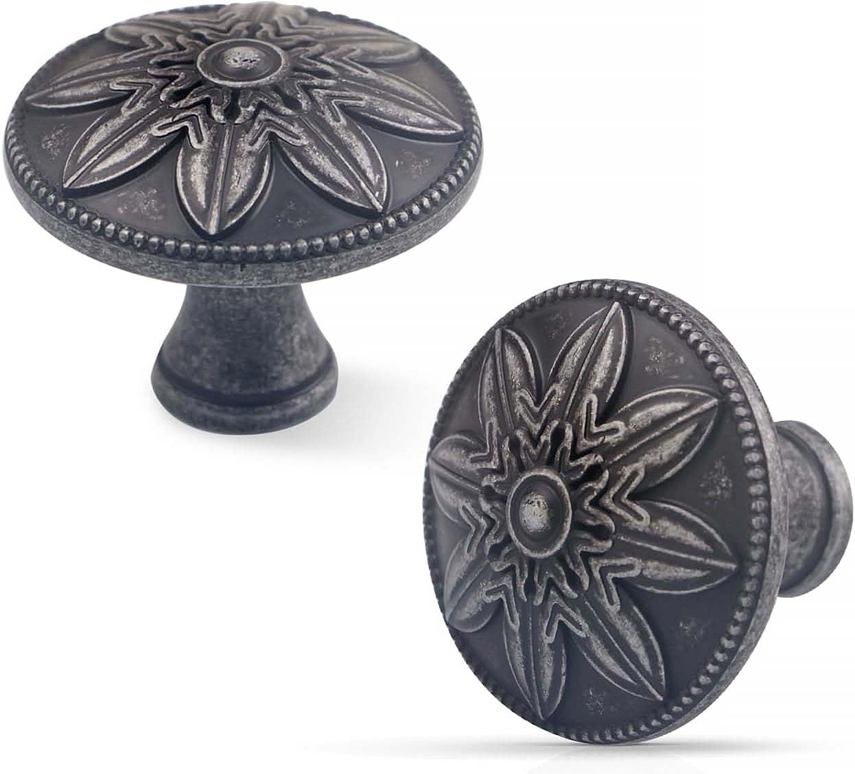 15 Pack Antique Silver Cabinet Knobs Knobs,1.4" Vintage Kitchen Cabinet Hardware Knobs Handles for Cabinets and Drawers Vintage Silver Drawer Pulls