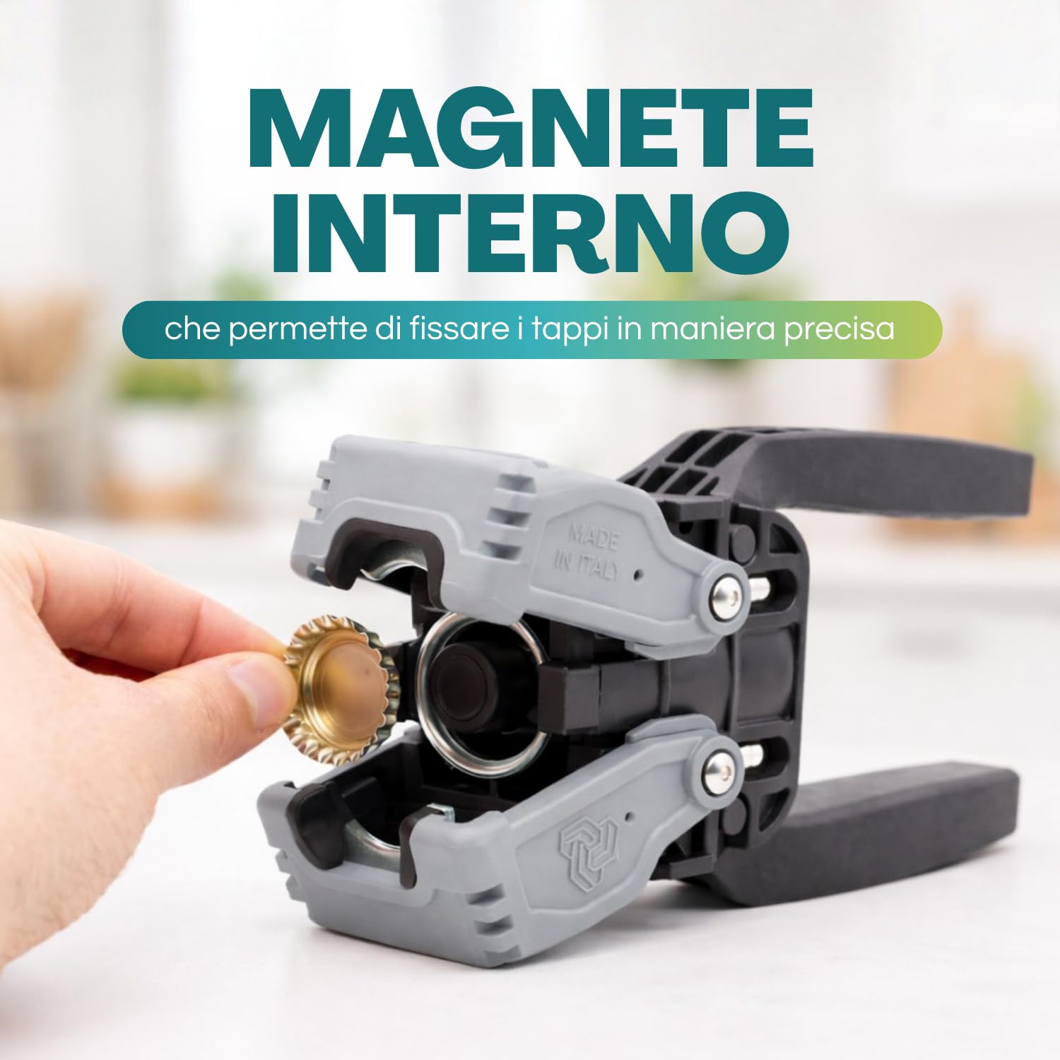 VIRSUS 1 Tappatrice Capsulatrice Manuale 2 Leve Kelly per Tappi A Corona Ø 26 mm Bottiglie Vino Birra + 100 Tappi a Corona Diametro 26 mm