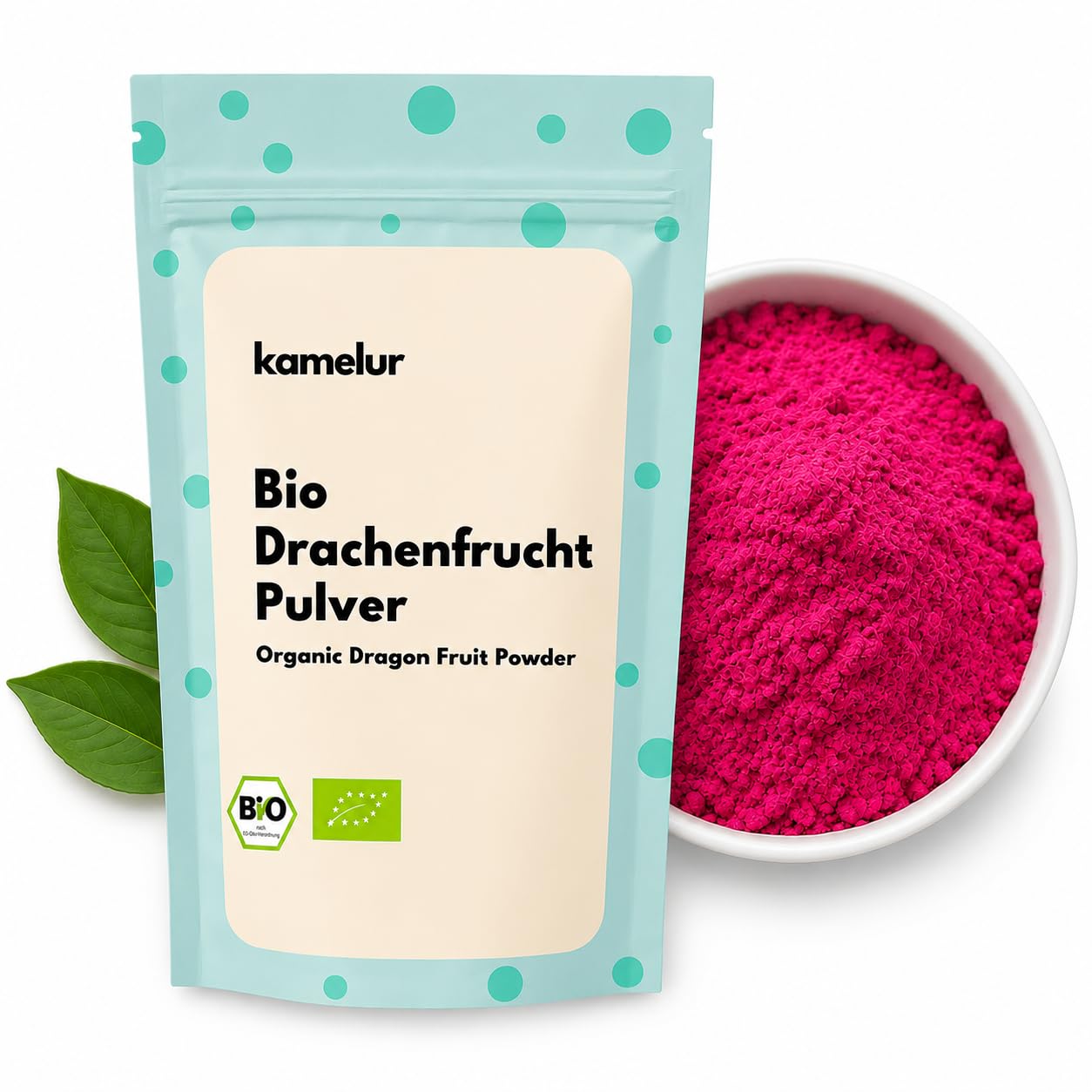 Kamelur Fruta del dragón orgánica en polvo, pitaya en polvo rosa, liofilizada y sin aditivos, en envases biodegradables 250 g (Paquete de 1)