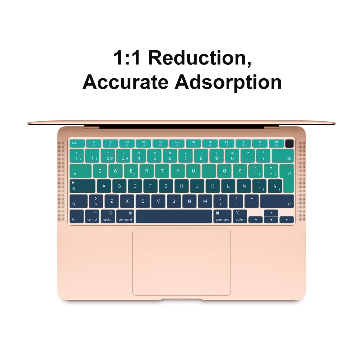 Cubierta de teclado ESP A2179 de silicona protectora de teclado para MacBook Air de 13 pulgadas con Touch ID A2337 M1 Chip Diseño europeo (versión 2020), color verde degradado