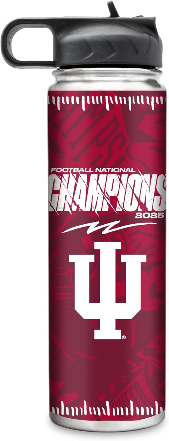 Rico Industries NCAA Indiana Hoosiers 2026 Football National Champions 22oz Stainless Steel Tumbler with Lid - Great For Coffee, Tea, Water or Cocktails