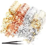 Design: Die vergoldeten Blattflocken mit ihrem atemberaubenden Glanz verleihen Ihrem Handwerk eine schöne Note. In transparenten Flaschen aufbewahrt.