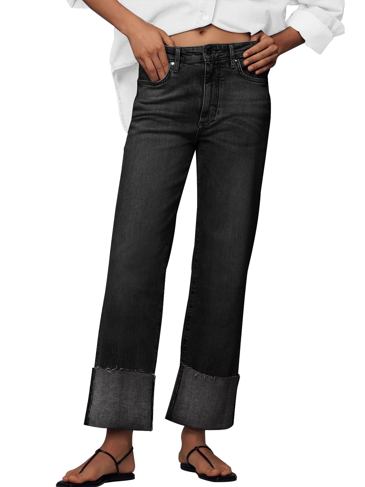 KUNMI Jeans for Women Wide Leg Baggy High Waist Boyfriends Straight Leg Stretchy Denim Pants Trendy Fall 2025