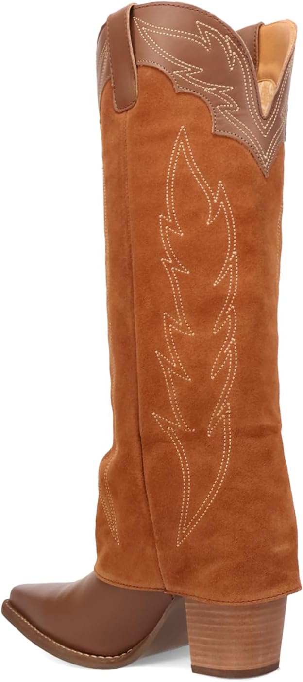 Dingo Womens Wild Horses Snip Toe Casual Boots Knee High Mid Heel 2-3" - Black