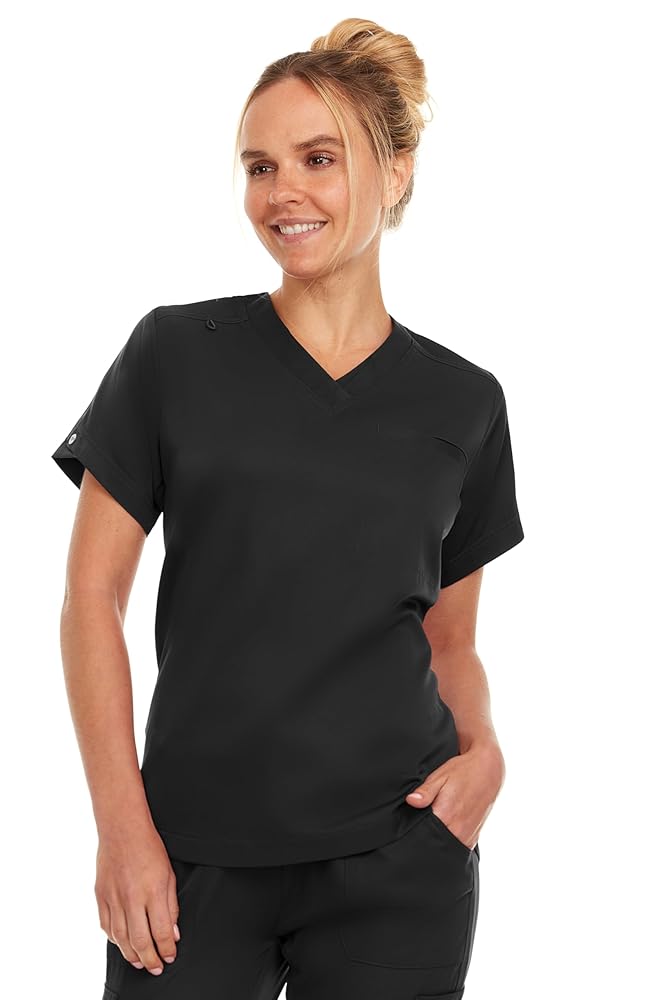 Amazon.com: MediChic Miny Stretch Zipper V-Neck Scrub Top