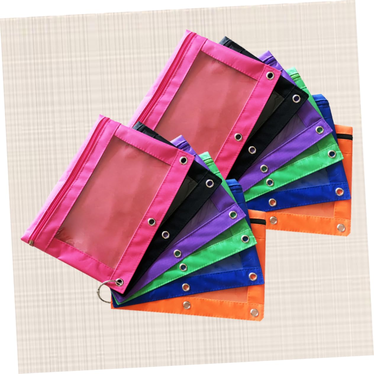 Tofficu 12piezas Bolsa Papelería Oficina Unidades Oxford Transparente Estuche Lápices Orificios De Aire Duradera Ligera para Graduación Cumpleaños Regreso Clases y Navidad