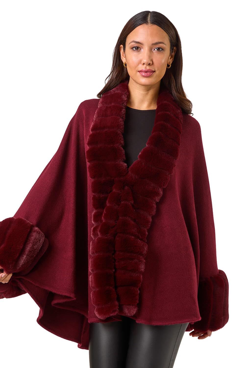 Roman Women's Knitted Poncho - Wine - One Size