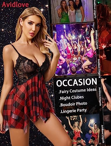Image of Avidlove Lingerie for Women Lace Babydoll Sleepwear Boudoir Outfits Plus Size Langeray XS-5XL