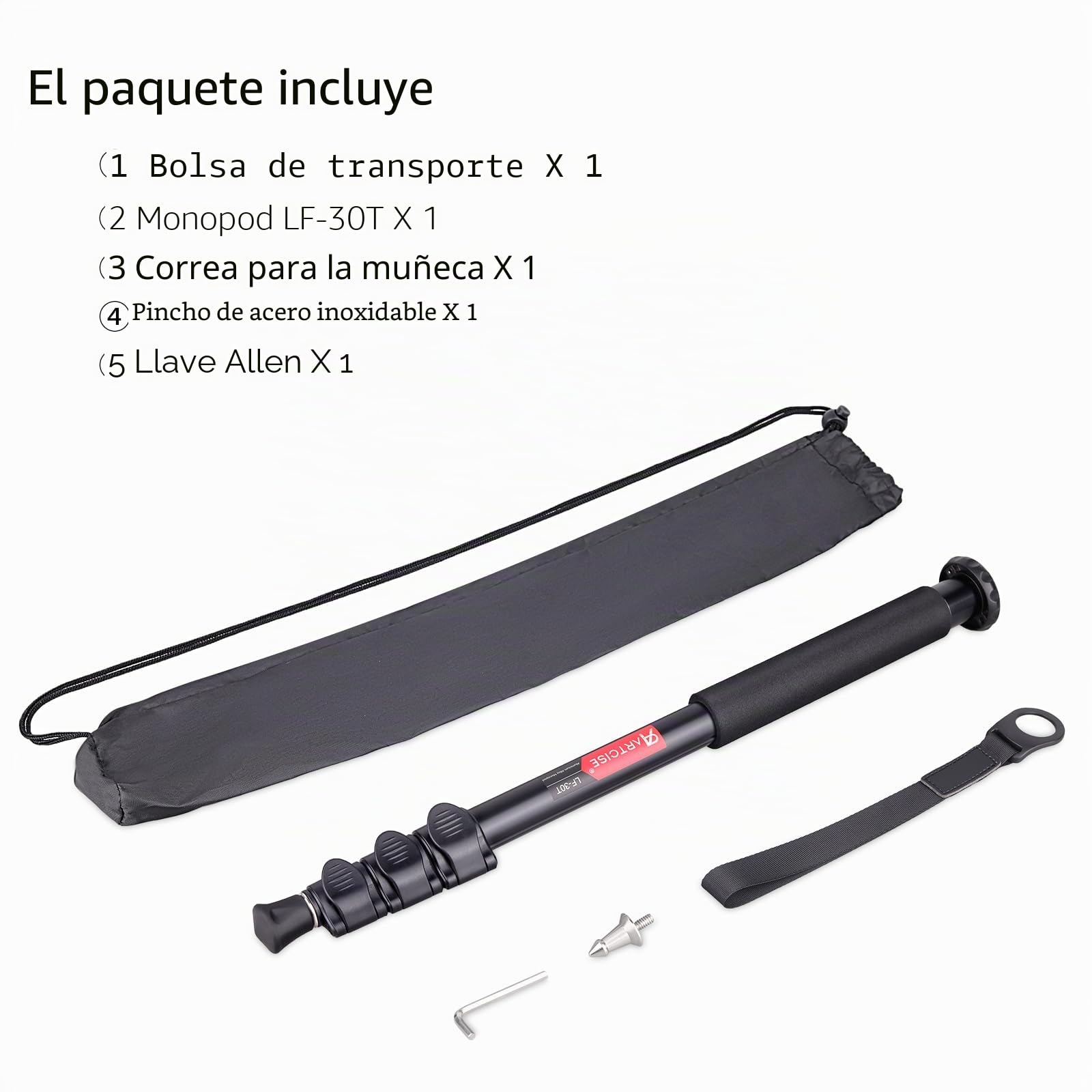 ARTCISE Monopod para cámara, 156 cm, aleación de aluminio, monopié compacto con altura de 4 secciones, soporte de viaje ligero para cámara DSLR, capacidad de carga 15 kg