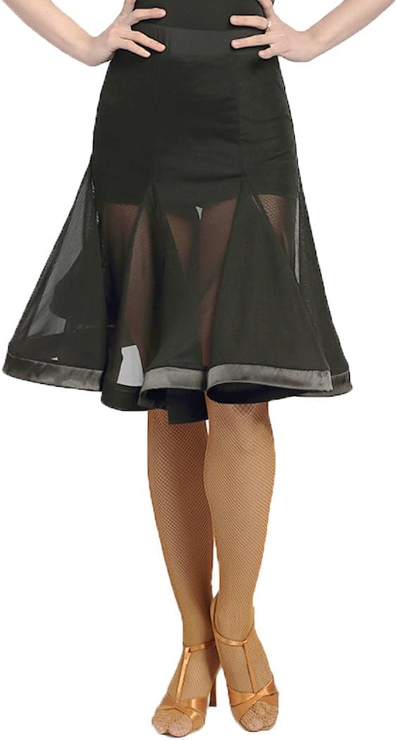 SCGGINTTANZ G2041 Latin Ballroom Dance Professional mesh Stitching Fishbone Swing Skirt
