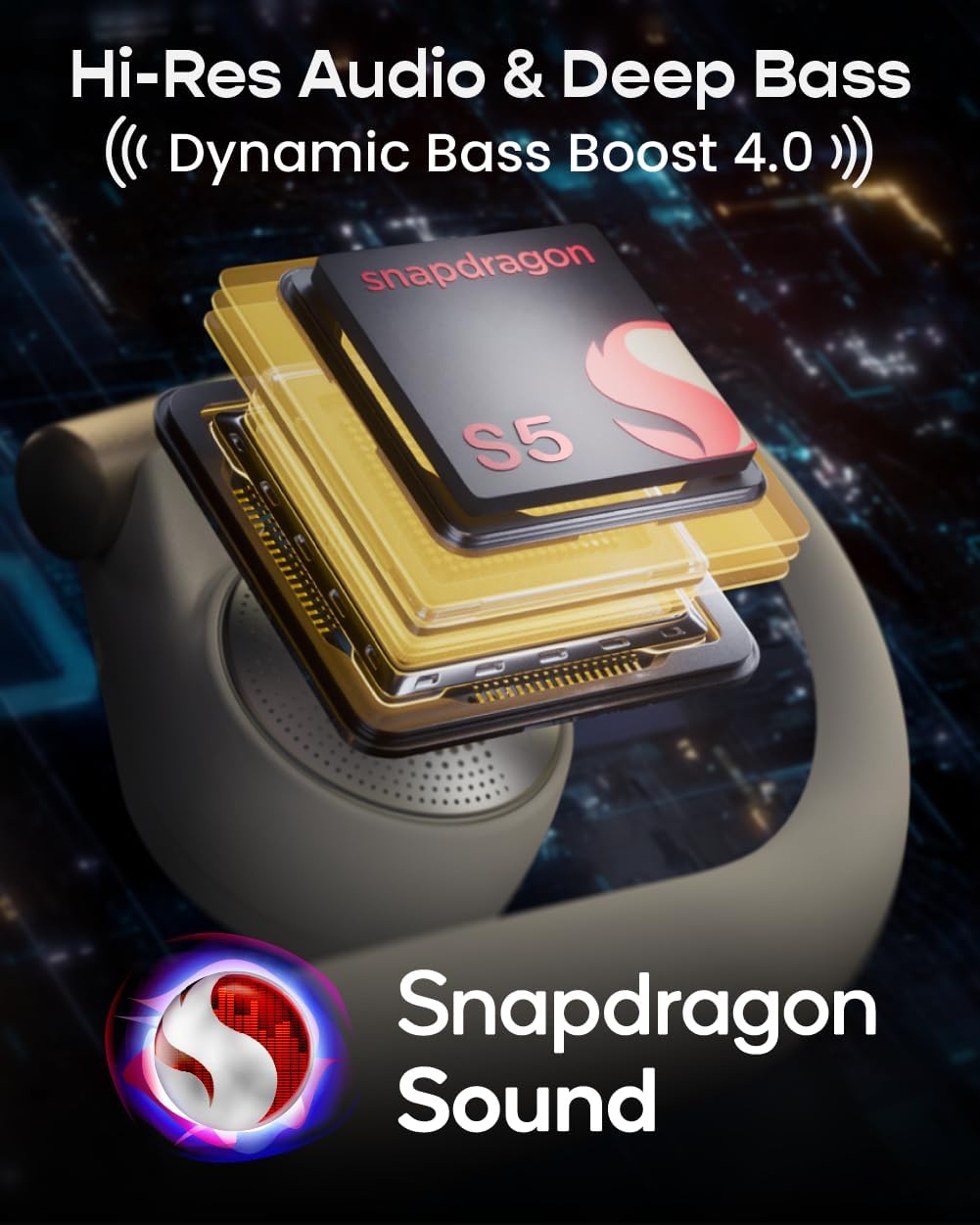 Cleer ARC 5 Open-Ear Headphones with Dolby Atmos & THX Spacial Audio – Smart Case with Touchscreen, 60H Battery, Bluetooth 5.4 Multipoint, IPX7 Waterproof Wireless Earbuds for Running & Workouts,White