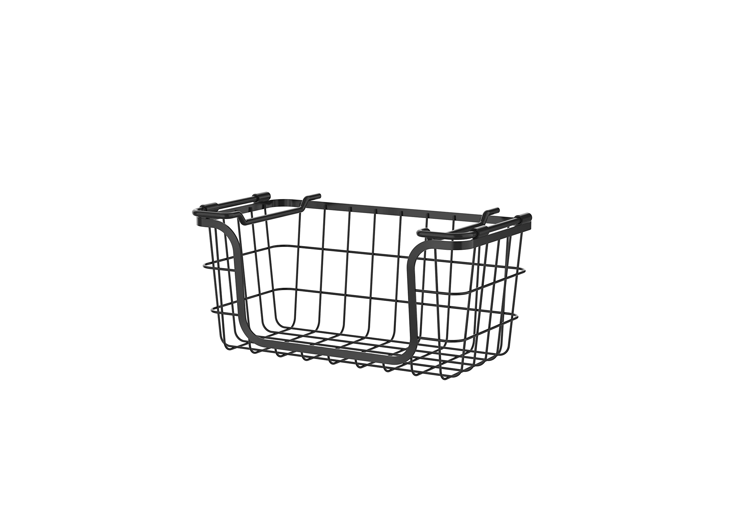 Oceanstar Juego de cestas apilables de alambre metálico para despensa, encimera, cocina o baño, color negro, juego de 3