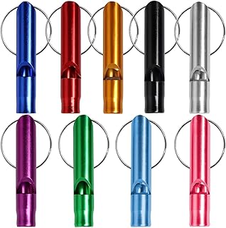 ホイッスル キーカラビナ 緊急サバイバルホイッスル 9個セット 笛 防災 口笛 救助笛 緊急ホイッスル アルミ製 大音量 軽量 コンパクト アウトドア/学校/キャンプ/ハイキング/生存/コーチ/審判/装備/ライフガード に適しています (9色)