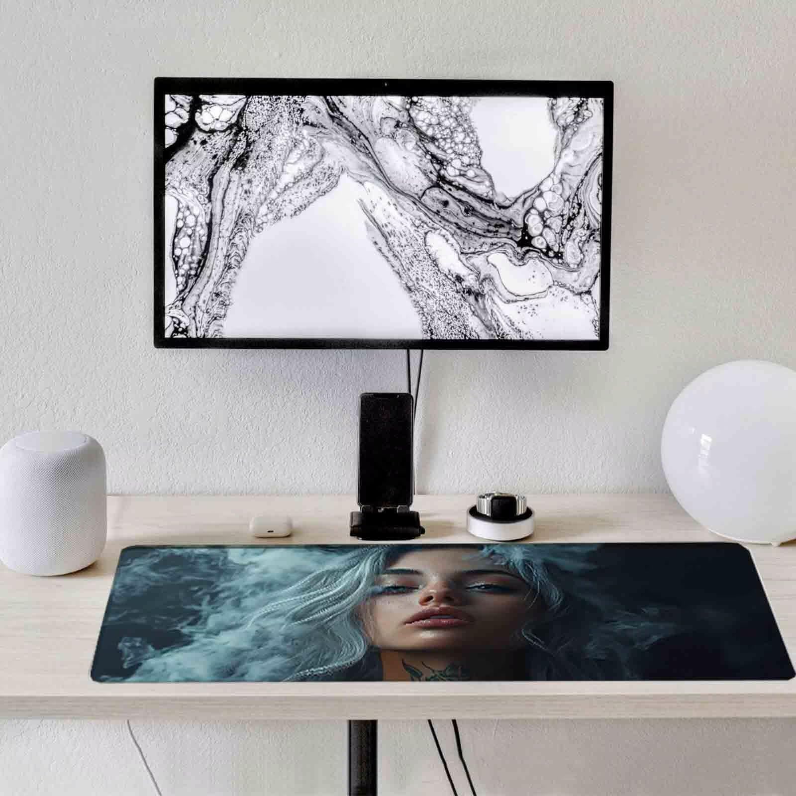 Szara podkładka pod mysz damska XXL podkładka pod mysz 1200 x 600 mm podkładka pod mysz z przeszytymi krawędziami i gumową podstawą antypoślizgowa podkładka pod mysz XXL do gier, laptopa, akcesoria