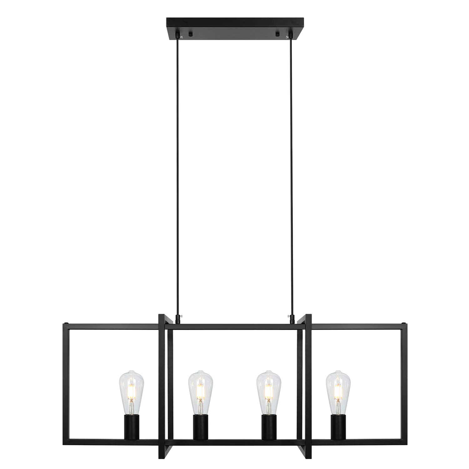Buy 4Light Modern Farmhouse Kitchen Island Chandelier, Black