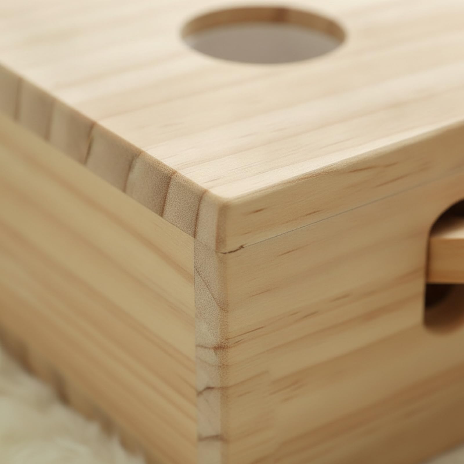 Colcolo Interaktives Katzenspielzeug Holz Katzen Aktivitätsspiel Box Spielzeug mit Spielöffnungen Oben Und Seitlichen Katzenkopf Ausschnitten Kontrollierbare, Style to 2