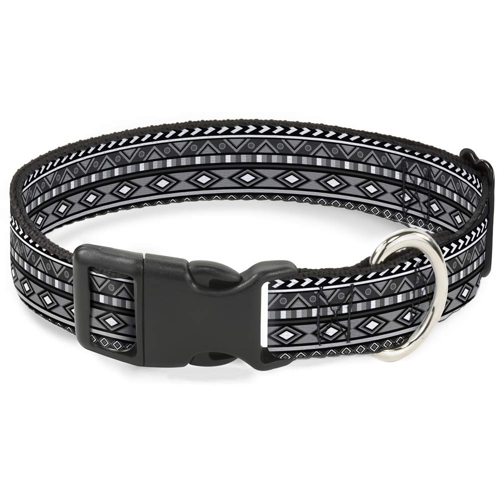 Collier clip en plastique Geometric5 gris noir blanc de 11 à 43.2 cm taille M