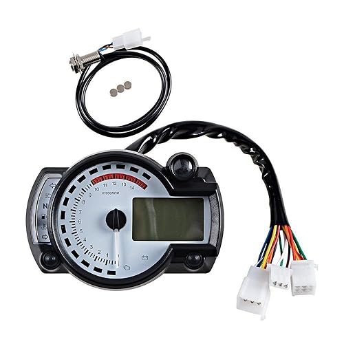 Universal 15000 RPM 299 KMH MPH cuentakilómetros velocímetro tacómetro motocicleta 8-22 pulgadas rueda ajustar (blanco)