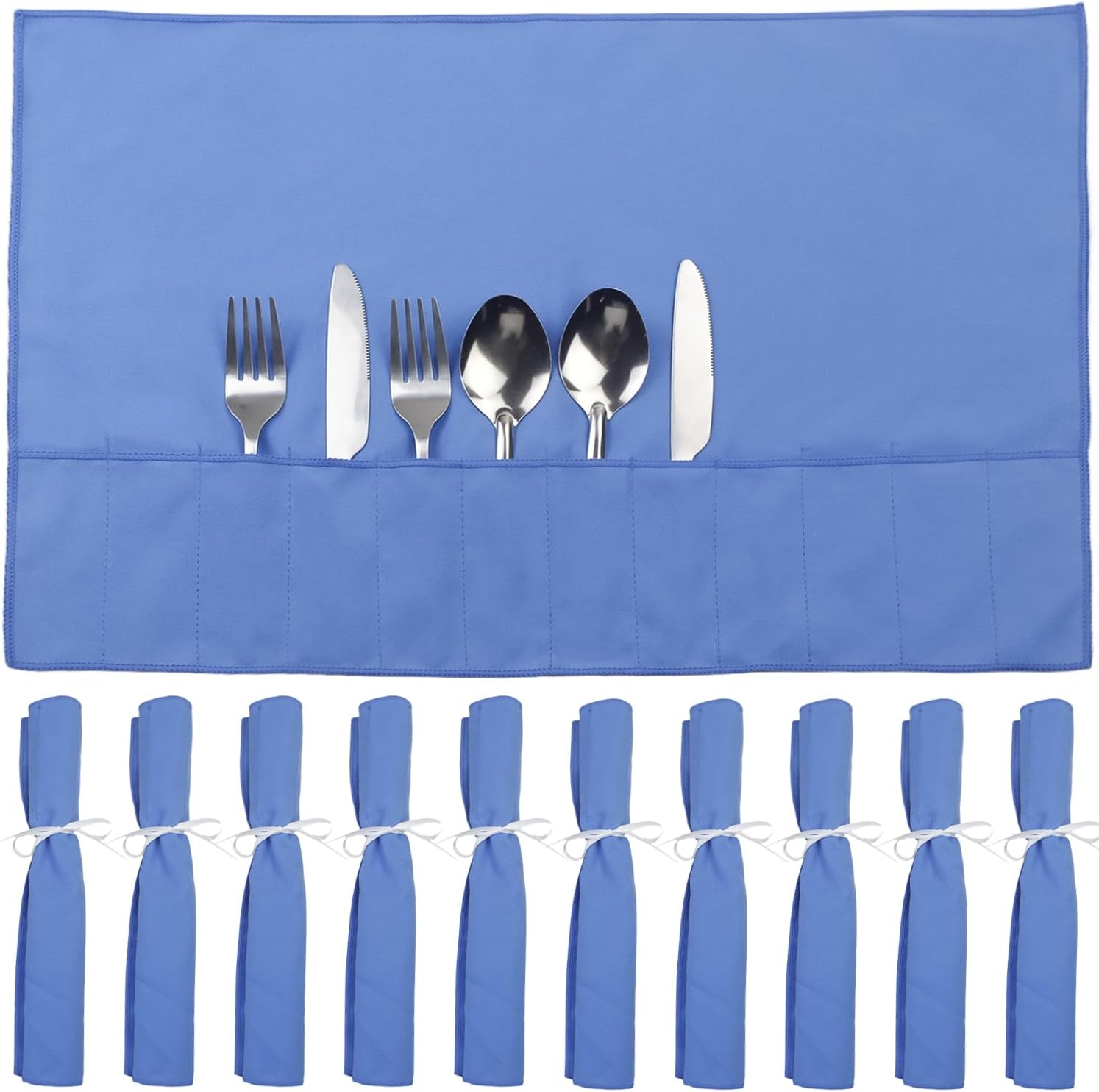 ZEDAOTC 10 Pcs Silverware Organizer,Silver Storage Cloth Felt Flatware Organizer