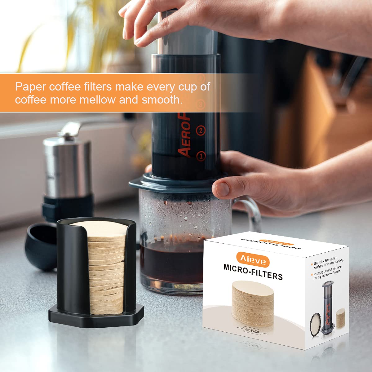 AIEVE Coffee Filters for Aeropress Coffee Maker, 800 Count Unbleached