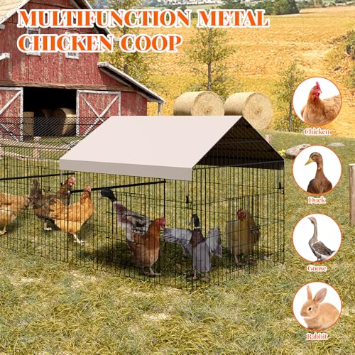 Garvee Metal Chicken Coop with Waterproof & Anti-UV Cover, Portable Chicken Run for Yard, Poultry Cage Hen House for Backyard Farm Use, 130 in L x 40 in W x 40 in H by Garvee - Image 6