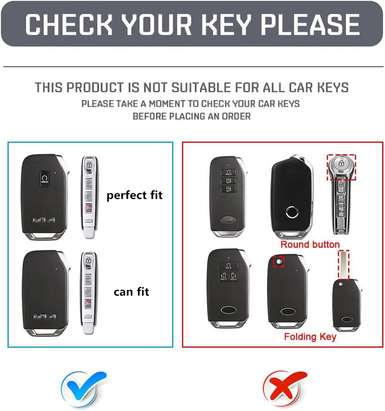 Car Key Case Protector Compatible with Kia Ceed Cerato Forte NIRO Seltos Sorento Soul Sportage K5 5 Buttons Smart Key