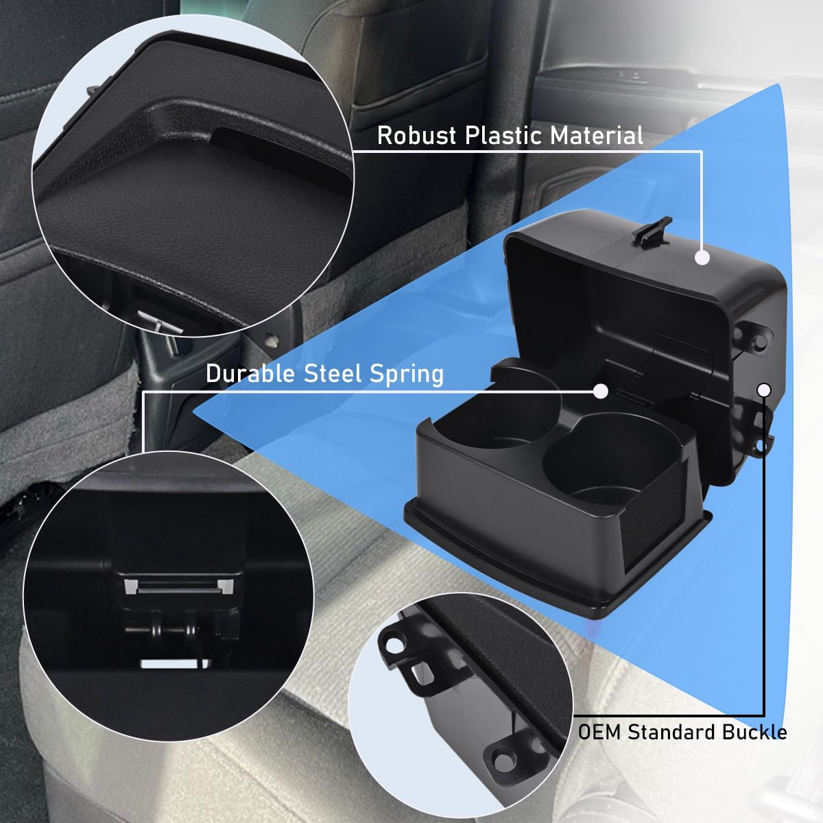 Black Rear Seat Cup Holder Insert Console Box Assembly fits for 2011-2019 Ford Explorer Replaces OE# BB5Z-7813562-BA BB5Z7813562BA GB5Z-7813562-BA GB5Z7813562BA - Image 5