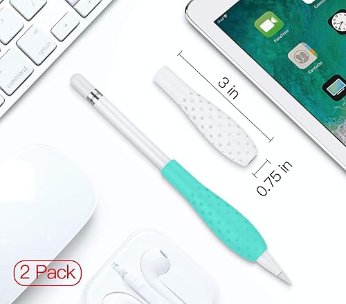 Miniatura 5 de MoKo Paquete de 2 Funda protectora Ergo para agarre de silicona, accesorios compatibles con Apple Pencil de 1 y 2 generación, color blanco y verde
